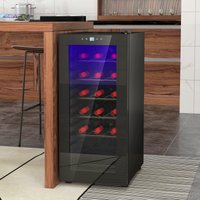 HOMCOM Nevera Vinos 18 Botellas 50L con Luz LED Interior Pantalla Táctil Digital