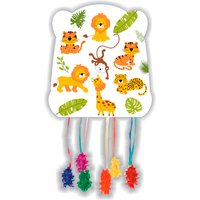 Deliex. Piñata cumpleaños animales 28 x 33 cm. Decoración Fiestas Infantiles Niño y Niña - Piñatas para rellenar con juguetes y chuches. (ANIMALES JUNGLA)