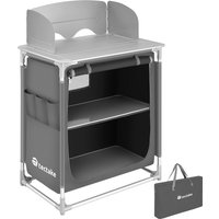 Tectake - Cocina de camping 76 x 53,5 x 107 cm  Amplia cocina plegable  Mesa resistente al calor con protectores para el viento  Compartimento con cierre de cremallera y placas interiores reforzadas