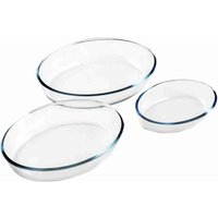 Juego de 3 Bandejas de Vidrio Ovaladas para Horno Almalux® – Capacidades de 0.7 L, 1.6 L y 2.4 L, Para Cocinar y Hornear