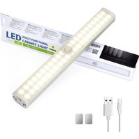 Aigostar Luz Armario con Sensor de Movimiento Recargable Luces LED Cocina Bajo Mueble 3000mAh Luz Nocturna Escaleras Pasillo Iluminación Automatica Lámpara 4000K Blanca Calida