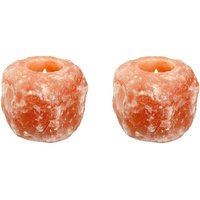 PLUSHOME Pack 2 Portavelas y Quemador de Sal Himalaya - Decoración del Hogar - Meditación - Relajacion - Bienestar - Concentracion - Yoga
