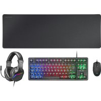 Mars Gaming MCP-RGB3, Pack Gaming Teclado Fixed RGB + Ratón Gaming RGB Flow 3200 DPI + Auriculares Over-Ear RGB + Alfombrilla XXL, Combo Gaming en Negro, Rosa o Blanco y con Idioma Español, Francés o