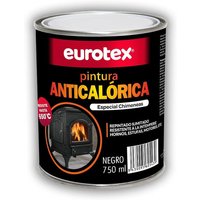 Pintura anticalórica negra mate para altas temperaturas de hasta 650º, Especial para estufas, chimeneas, hornos, barbacoas, aluminio - Negro, 750 ml.