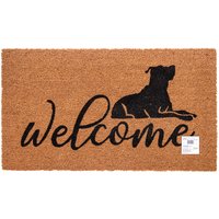 Felpudo de Coco Natural con Base Antideslizante, Absorbente para la entrada de casa, Ideal para Puerta Exterior o Pasillo. Welcome dog. 3 tamaños disponibles