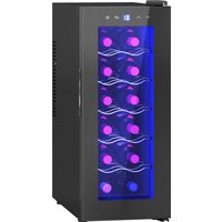 HOMCOM Vinoteca 12 Botellas, Nevera para Vinos con Doble Refrigeración Termoeléctrica, Temperatura Ajustable 8-18℃, Puerta de V