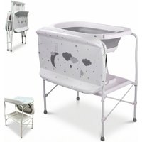 BATHBY Bañera bebé con patas Multifuncional 5 en 1 · Plegable con Soporte · Cambiador · Bandejas Organizadoras · Desagüe con Tubo y Soporte para Ducha · Cojín de baño antideslizante (Varios Modelos)