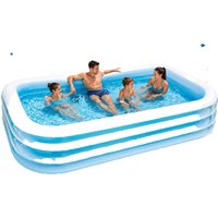 Piscina Hinchable Intex Rectangular 262x175x56 cm para Jardín, 770 L, 2 Cámaras de Aire, Vinilo Resistente, Ideal para Niños +6 Años