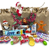 Bolsas Chocolate Navidad - Kinder Bueno - Kit Kat - Happy Hippo +15 Chocolatinas - Ideal para Colgar Regalar en Navidad. Pack Chocolates y Chuches Navidad