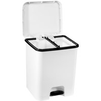 COM-FORT HOUSE  Cubo de Basura Pedal  Capacidad de 52 litros  Cubo Reciclaje con Separación  Color Blanco Cubo DUO