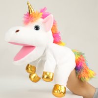 La boca puede mover marionetas de mano de unicornio, juguetes de peluche, muñecos de poni, juegos para padres e hijos, juego de rol educativo para la primera infancia en guardería