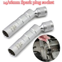 Llave de vaso magnética universal delgada de 14/16 mm para bujías, herramienta de reparación automotriz de 12 ángulos para extracción de bujías