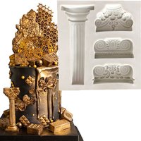 Molde de silicona para Fondant de columna romana, pilares de mármol griego 3D, molde para pasta de goma para decoración de magdalenas, herramientas de decoración de pasteles, cocina