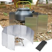 Paravientos para Estufa de Exterior, 9 Placas Plegables, Deflector de Viento para Cocinas de Gas, Accesorio para Estufas de Camping