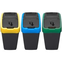 Cubo Basura de Reciclaje Pack 3 Cubos de 18L y 25L con Tapa básculante de Plástico | Papelera para Reciclar