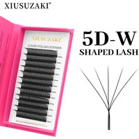 XIUSUZAKI 5D W pestañas negro marrón prefabricado Fans extensiones de pestañas Natural suave volumen Individual pestañas postizas herramientas de maquillaje