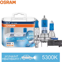 Bombillas Halógenas OSRAM H7 H4 H1 H11 HB3 9005 HB4 9006 para Faros Delanteros de Automóvil, Luz Alta/Baja, 5300K, 12V, 55W, Blanco Hiper Frío (2 Piezas)