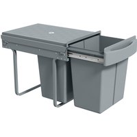 HOMCOM Cubo de Basura bajo Fregadero, Cubo de Basura Cocina, 2 Contenedores de Reciclaje Extraíble, 20L+20L, Deslizamiento Suave