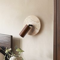 Lámpara de Pared Interior Giratoria con Diseño de Piedra, Portalámparas E27, Luz LED para Hotel, Dormitorio, Lectura, Base Redonda de Piedra, Decoración del Hogar, Iluminación de Habitaciones