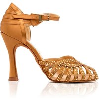 Tacones de colores personalizados para mujer, zapatos de baile con logotipo, diamantes de imitación de satén, Salsa, tacones de baile latino