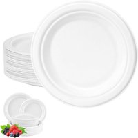 Plato de Plastico Muy resistente Reutilizables plato de postres platos llanos platos hondos 100 Unidades Color Blanco 17cm 20.5cm 22cm ø. Platos Reutilizables para Fiestas, Barbacoas, Cumpleaños,