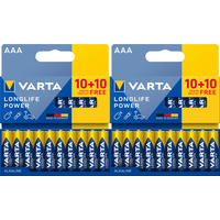 VARTA Pilas AAA Alcalinas de Alto Rendimiento, VARTA Longlife Power, Ultra Larga Duración, Energía Continua, Ideal para Controles Remotos, Juguetes Electrónicos, Linternas, Lámparas, Relojes, Cámaras