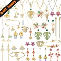 Juego de Joyería de Alta Calidad en Oferta, Collar, Aretes y Pulsera con Diseño de Hojas de Árbol en Forma de Y, Regalo de Navidad, Adornos para Fiestas para Mujer
