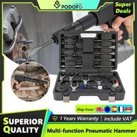 Podofo Kit de Martillo Neumático Multifuncional de 25 Piezas, Juego de Cinceles, Separador de Rótulas, 2100 BPM, Retenedor de Cambio Rápido, Brocas para Martillo Neumático