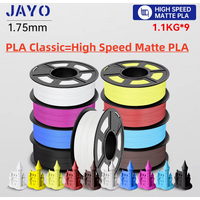 Filamento 3D mate PLA de alta velocidad JAYO, filamento de impresora 3D PLA de 1,75mm, 9 rollos/juego, materiales de impresión 3D con efecto mate bien herido