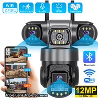 Cámara IP WiFi V380 Pro para Exteriores, 12MP 6K, Triple Lente, Triple Pantalla, Monitor de Video de Seguridad, Visión Nocturna, Impermeable, Cámaras CCTV