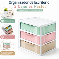 Organizador premium de plástico PP reforzado tres cajones colores macarón diseño nórdico tirador curvo integrado anti caída cajones silenciosos apilable para tocadores estéticos dormitorios modernos
