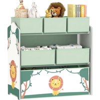 Estantería Infantil para Juguetes de 3 Niveles con 6 Cajas Extraíbles de Tela no Tejida para Guardería 63x30x66 cm