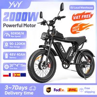 Bicicleta Eléctrica Todoterreno YVY/RAYZEPH C20MAX en Stock en la UE, 2000W, 20 Pulgadas x 4', Neumáticos Anchos, Batería Dual de 52V 40Ah, Frenos Hidráulicos Dobles, Bicicleta Eléctrica para Adultos