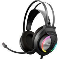 KROM KAPPA - Auriculares Gaming con Micrófono, Sonido stereo RGB LED Rainbow, Altavoces 50mm, Diadema Ajustable, Micro Flexible, USB,PC, Negro