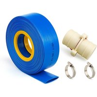 Manguera plana para agua con kit de conectores y abrazaderas — riego, bombas y piscinas