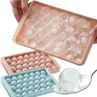 Molde para 33 Bolas de Hielo - Fabricante de Cubitos de Hielo Redondos para Whisky y Cócteles con Tapa, Forma Perfecta de Bola de Hockey, Mini Bandeja Libre de BPA, Utensilios de Cocina