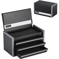 SucceBuy Caja de herramientas de metal con 3 cajones de 8,6 pulgadas, cómoda de herramientas portátil con almohadillas para pies y almacenamiento de herramientas recubierto de polvo con rodamiento de