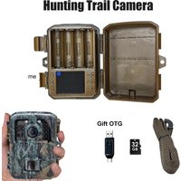Mini Cámara de Caza, Cámara para Cazadores, 16MP 1080P, Cámaras para Animales Salvajes, Visión Nocturna, Trampas Fotográficas, Vigilancia hasta 32GB