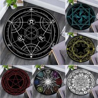 Círculo mágico de dibujos animados, patrón de estrella celestial, tema de la serie oscura, alfombra redonda decorativa para el hogar, alfombra para el suelo de la sala de juegos