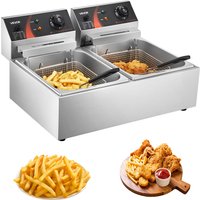 SucceBuy Freidoras eléctricas de 12L, tanques duales para comida rápida, restaurante o Camping, Picnic, pollo frito, patatas fritas