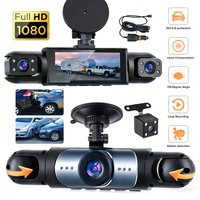 Cámara para Vehículo, Grabadora de Video DVR, 4 Cámaras para Autos, Caja Negra Delantera y Trasera, Visión Nocturna Interna, Grabación en Bucle, Dashcam 360