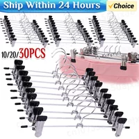 Perchas para pantalones con Clips, perchas ajustables para faldas para mujer, perchas antideslizantes para pantalones vaqueros, perchas para ropa, 10/20 piezas