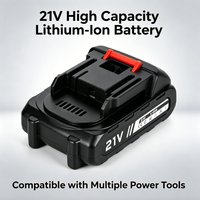 Batería de iones de litio de 21 V de repuesto para herramientas eléctricas inalámbricas, alta capacidad, construcción de plástico duradera, compatible con taladros, motosierras, recortadoras y más de
