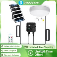 Aigostar Plafón LED Techo Solar 35W con Sensor | Caja de Energía, Mando, IP65 | Cable 8m, Ajustable 6500K
