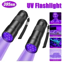 Linternas UV de 395nm, luz negra, luz UV, linterna ultravioleta para detección de orina de mascotas, iluminación de curado, uso de antorcha con batería 3 * AAA