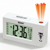 Reloj Despertador Digital con Proyector de Techo, Luz por Voz, LCD, Temperatura, Calendario y Temporizador