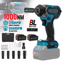 Llave de impacto eléctrica inalámbrica sin escobillas de alto torque 1000N.M, taladro de 1/2 pulgada, destornilladores, herramientas eléctricas para batería Makita de 21V