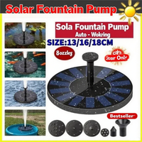 Bombas de fuente solares de 13 cm, 16 cm, 18 cm: ideales para piscinas de jardín al aire libre, baños de pájaros, estanques pequeños. Modelo flotante de 8 boquillas