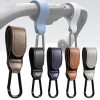 Gancho ajustable de cuero PU para cochecito de bebé, organizador de carrito, colgador de bolsa de pañales, accesorios de viaje para niños y niñas