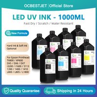Tinta de curado UV de 1000ML para cabezales de impresión Epson XP600 TX800 XP-600 TX-800 L800 L805 L1800 R290 R300 1390 1400 1430 DX7 DX10 para impresoras UV